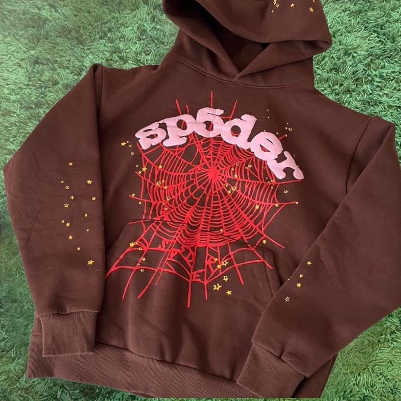 Brown Sp5der hoodie Dm me to pay DONT PAY ON HERE - Depop