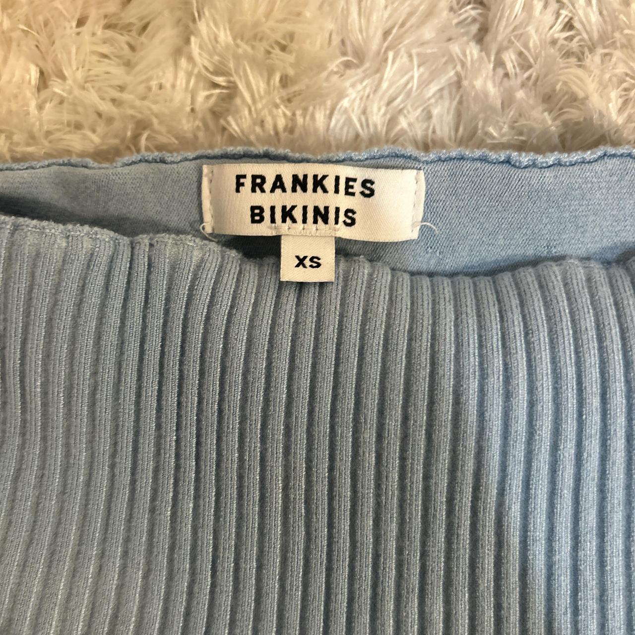 2000s Frankies Bikinis baby blue ribbed knit mini... - Depop