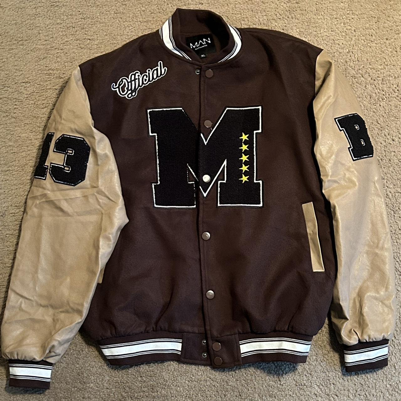Clothing Boohooman Varsity Jacket Brown Boohooman Preowed Quality