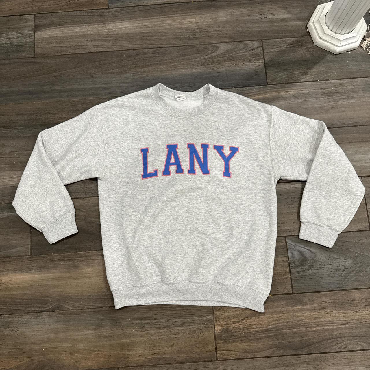 Lany grey and blue heavy weight gildan crewneck. Depop