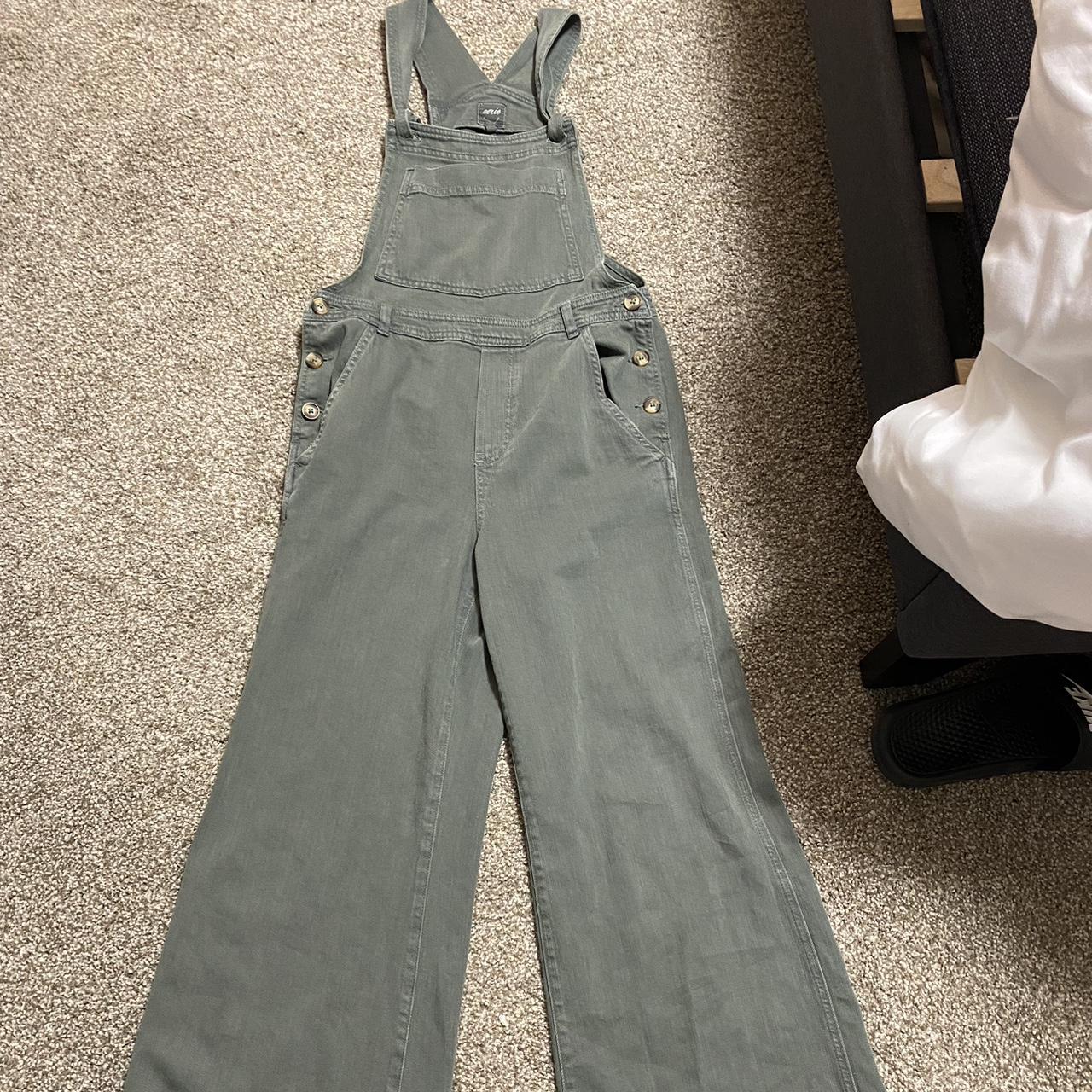 Forest green wide straight leg aerie overalls. No... Depop