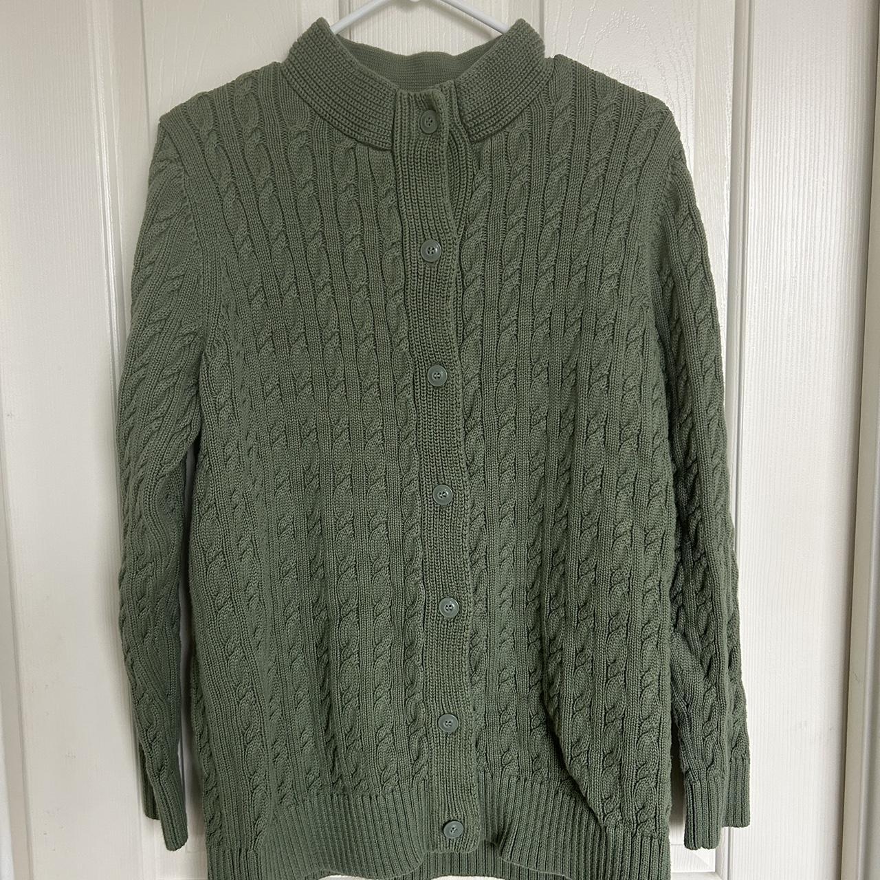 LL Bean Button Up Cardigan Sweater Green Men’s L - Depop