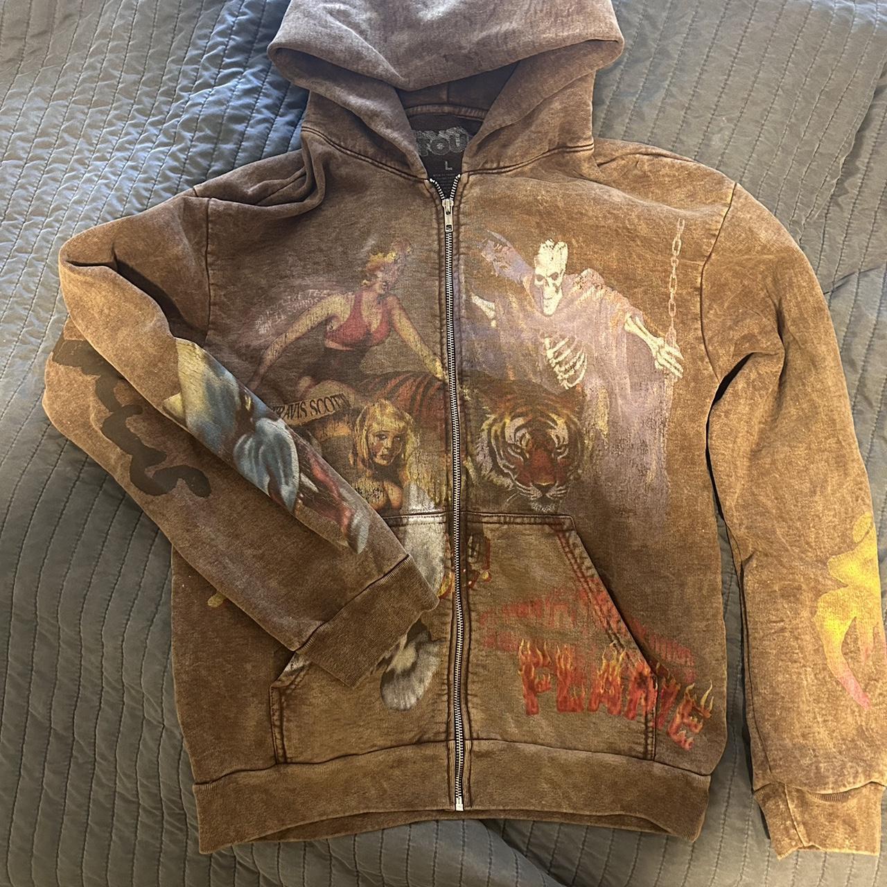 Brand New Travis Scott Utopia Tour Brown Zip Up Hoodie | Depop