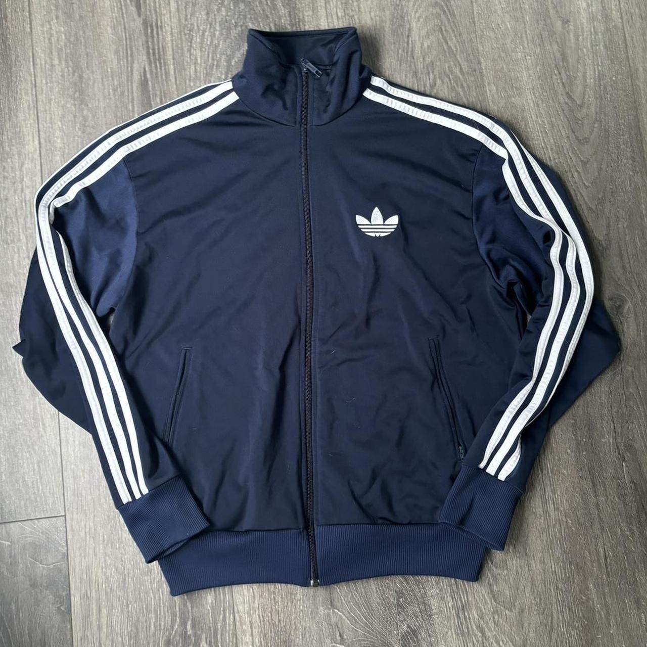 Vintage Y2K sporty Adidas navy blue track suit zip... - Depop