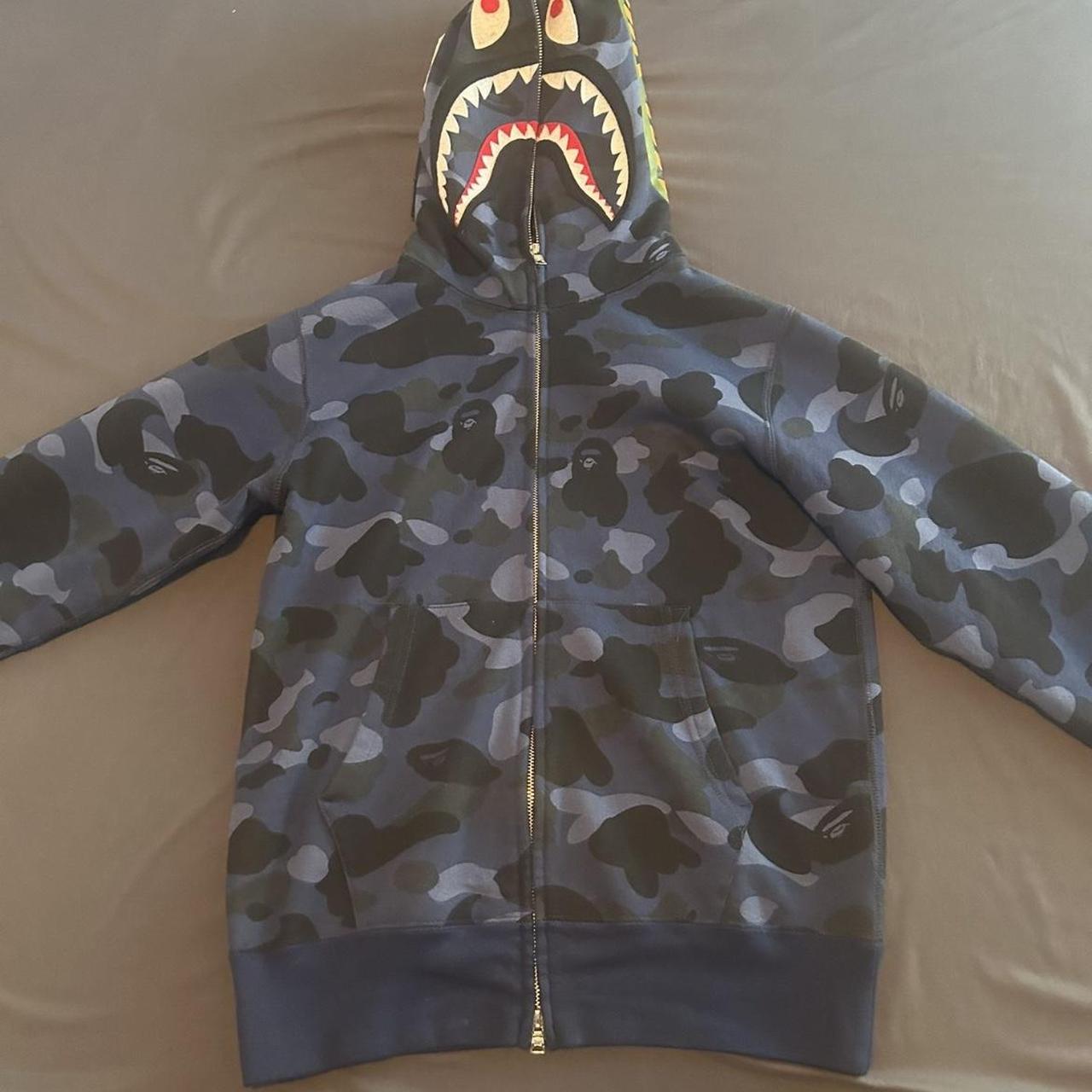 Small Blue bape full zip hoodie - Depop