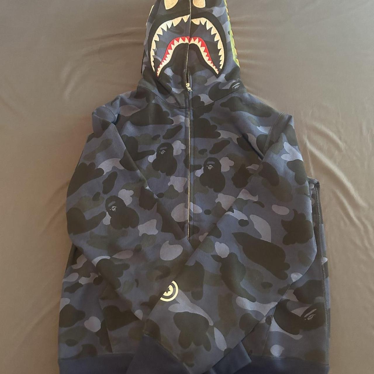 Small Blue bape full zip hoodie - Depop