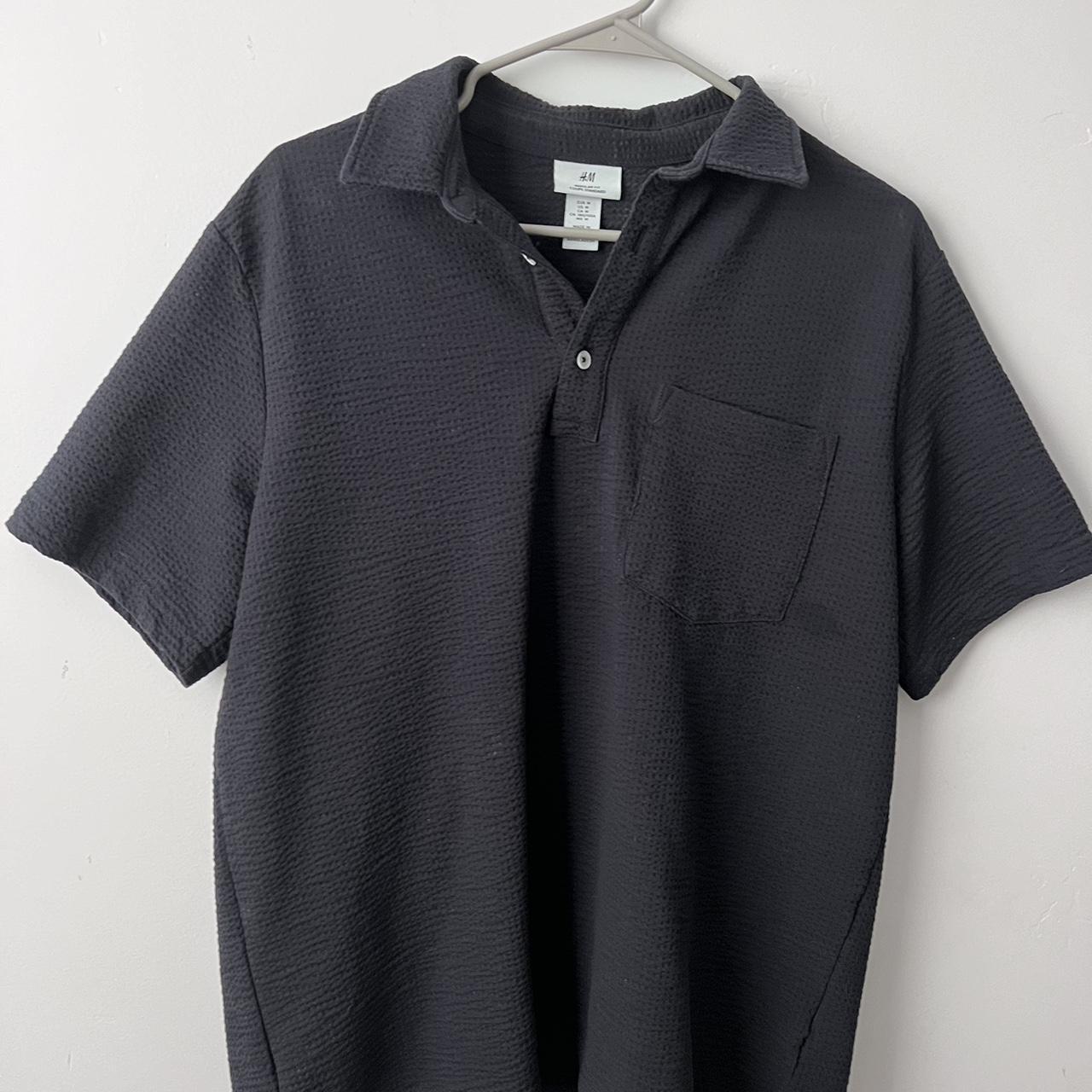 dark navy blue h m waffle grid men s polo size