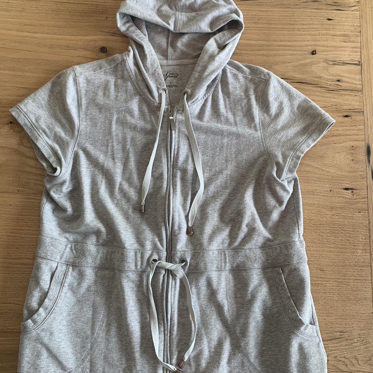 Style co Hoodie Sweatshirt Full Zip Gray Short