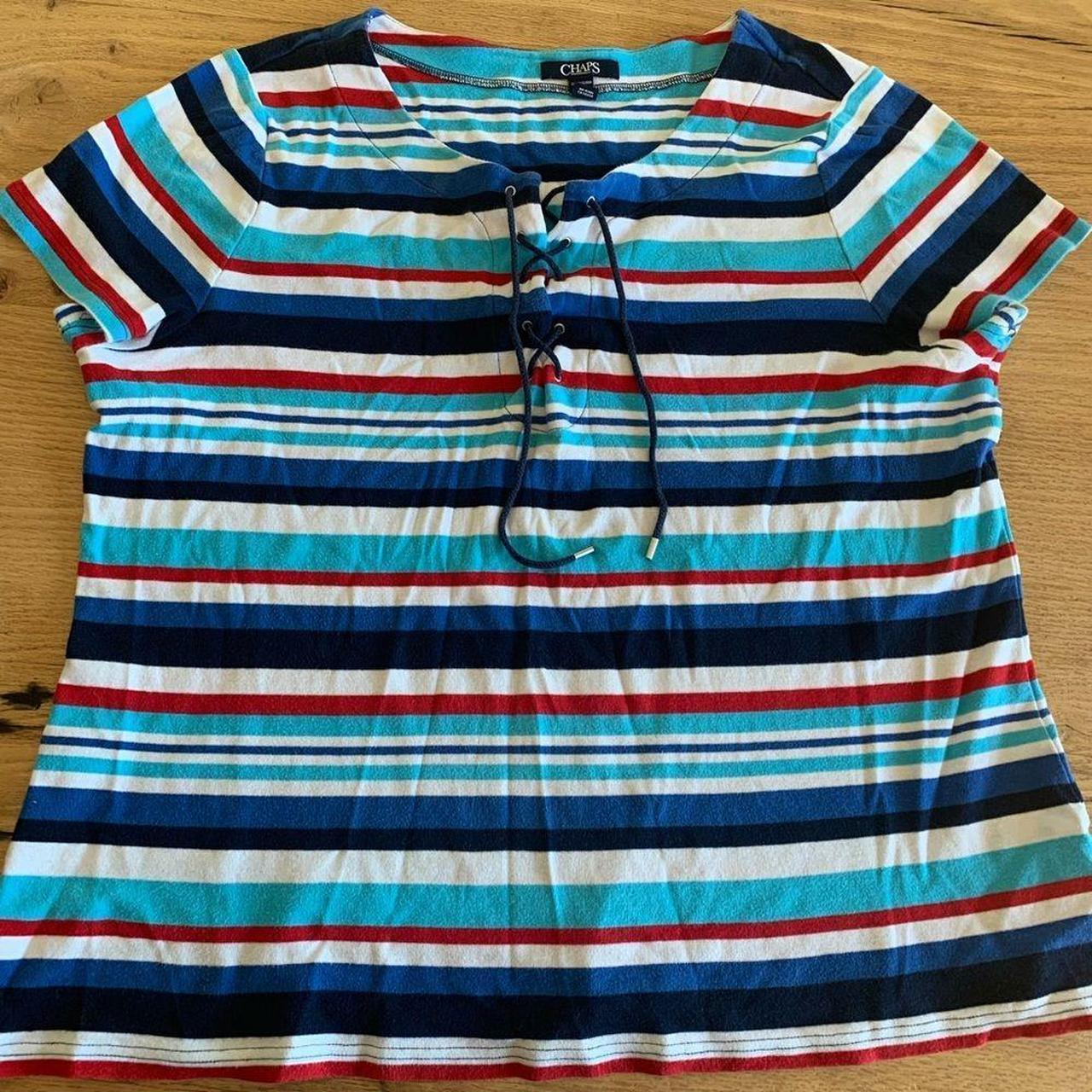 Chaps Women's Shirt - Blue/Red - XXL – Chaps Stri… - image 1