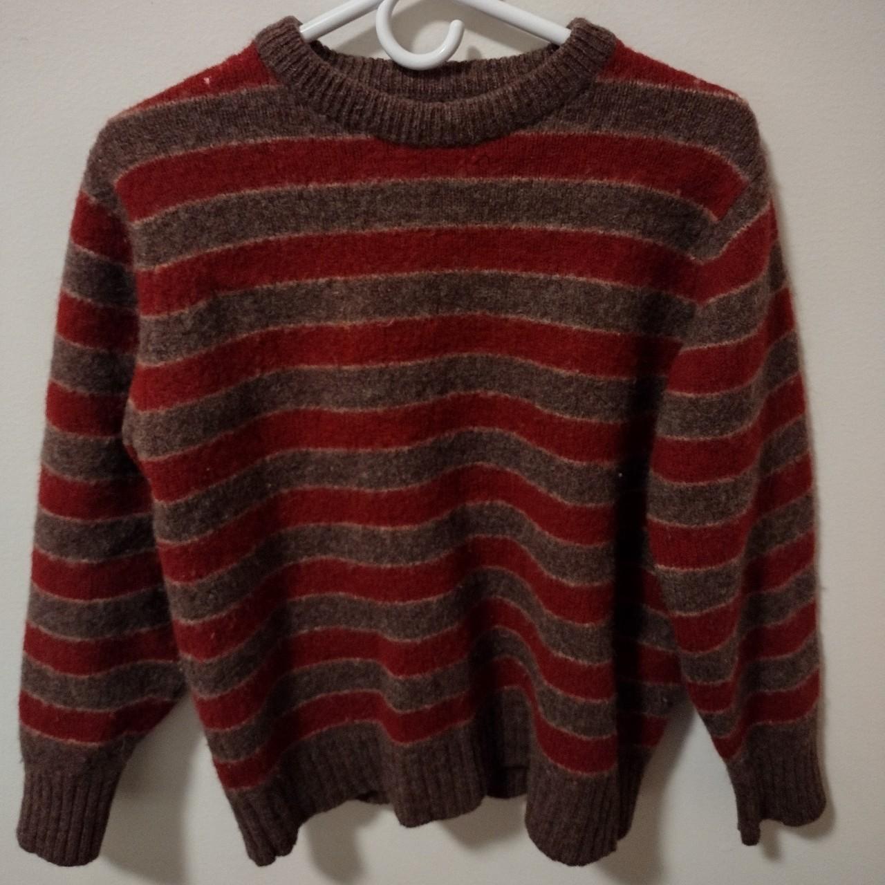 Men and Women's Striped Grandpa Sweater Wool... - Depop