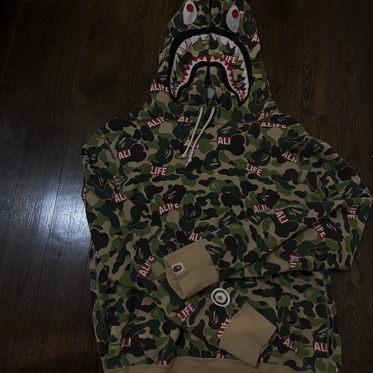 BAPE WGM ALIFE COLLAB green camo alphabet hoodie Depop