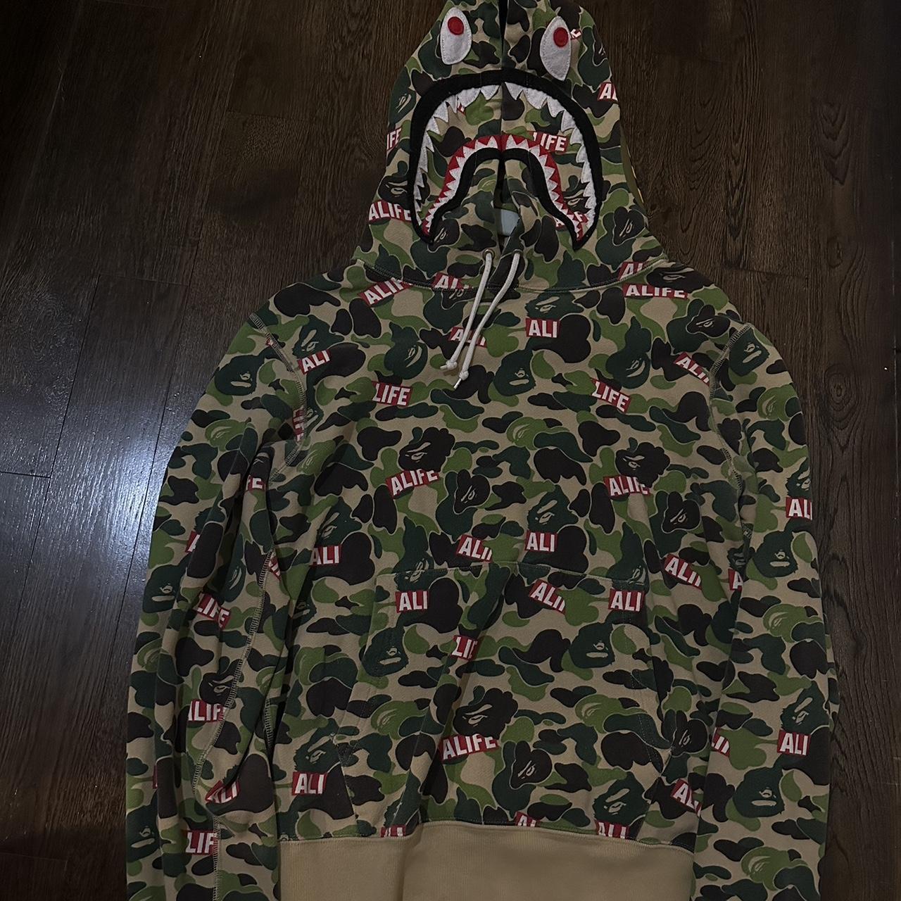 BAPE WGM ALIFE COLLAB green camo alphabet hoodie Depop