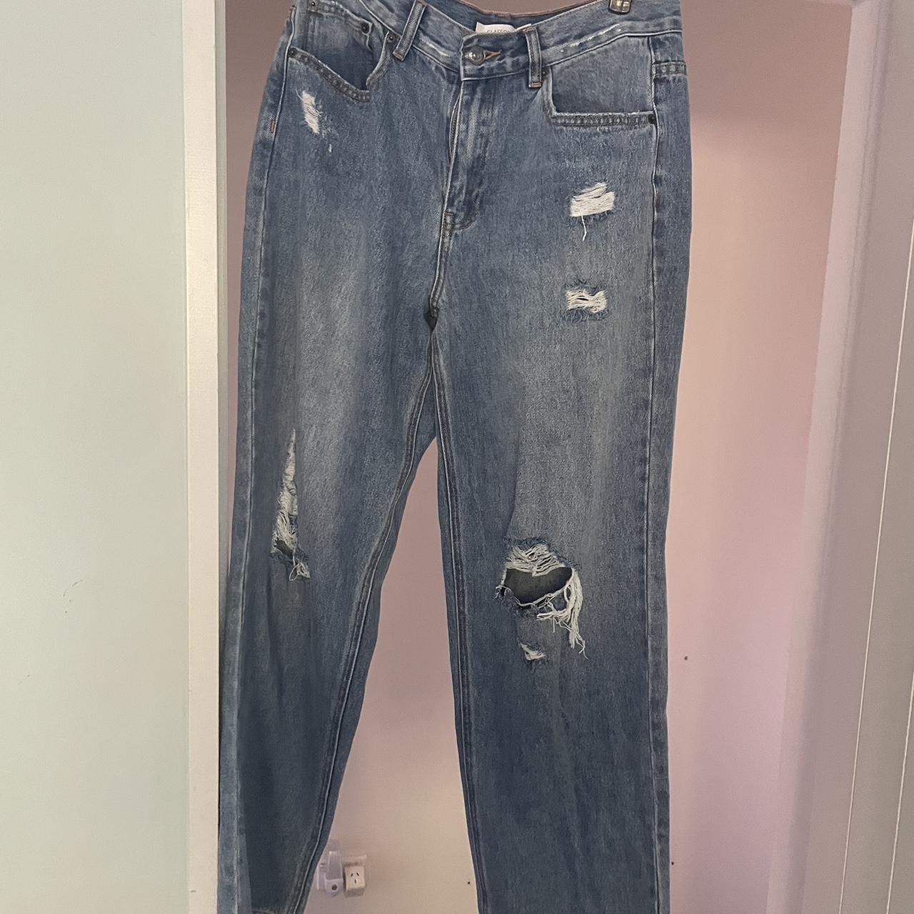Ripped blue glassons denim jeans Size 10 Worn once... Depop