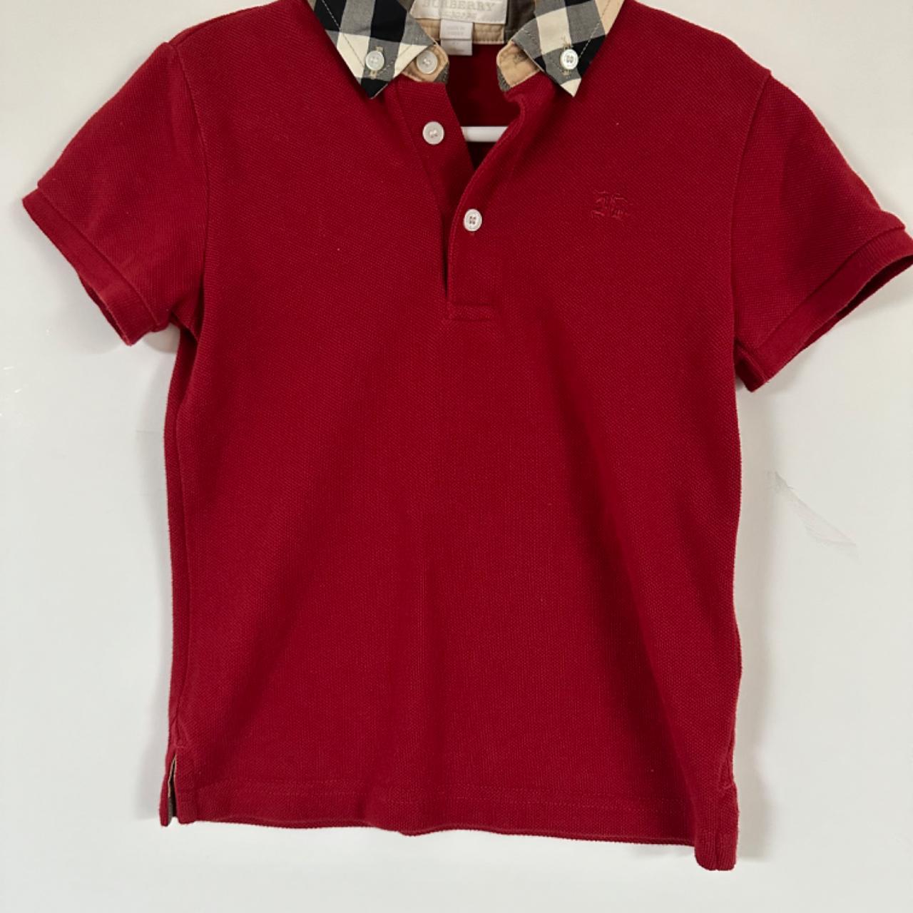 Burgundy burberry polo shirt on sale