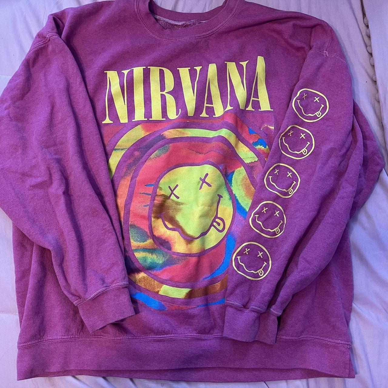 Nirvana Smile Overdyed Crew Neck Sweatshirt Urban Depop 6298