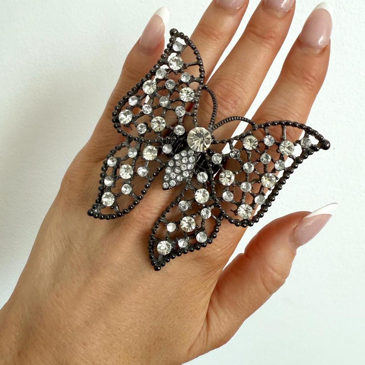 Women's Ring - Black/Silver – Large adjustable bl… - image 1