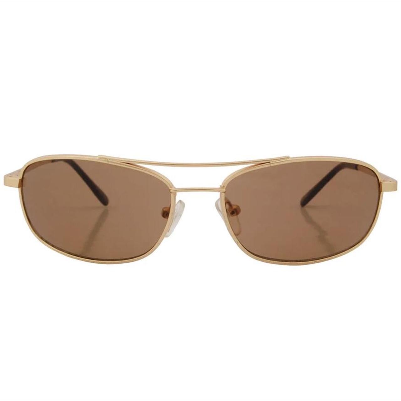 Giant Vintage RENO Gold Square Sunglasses Brand... - Depop
