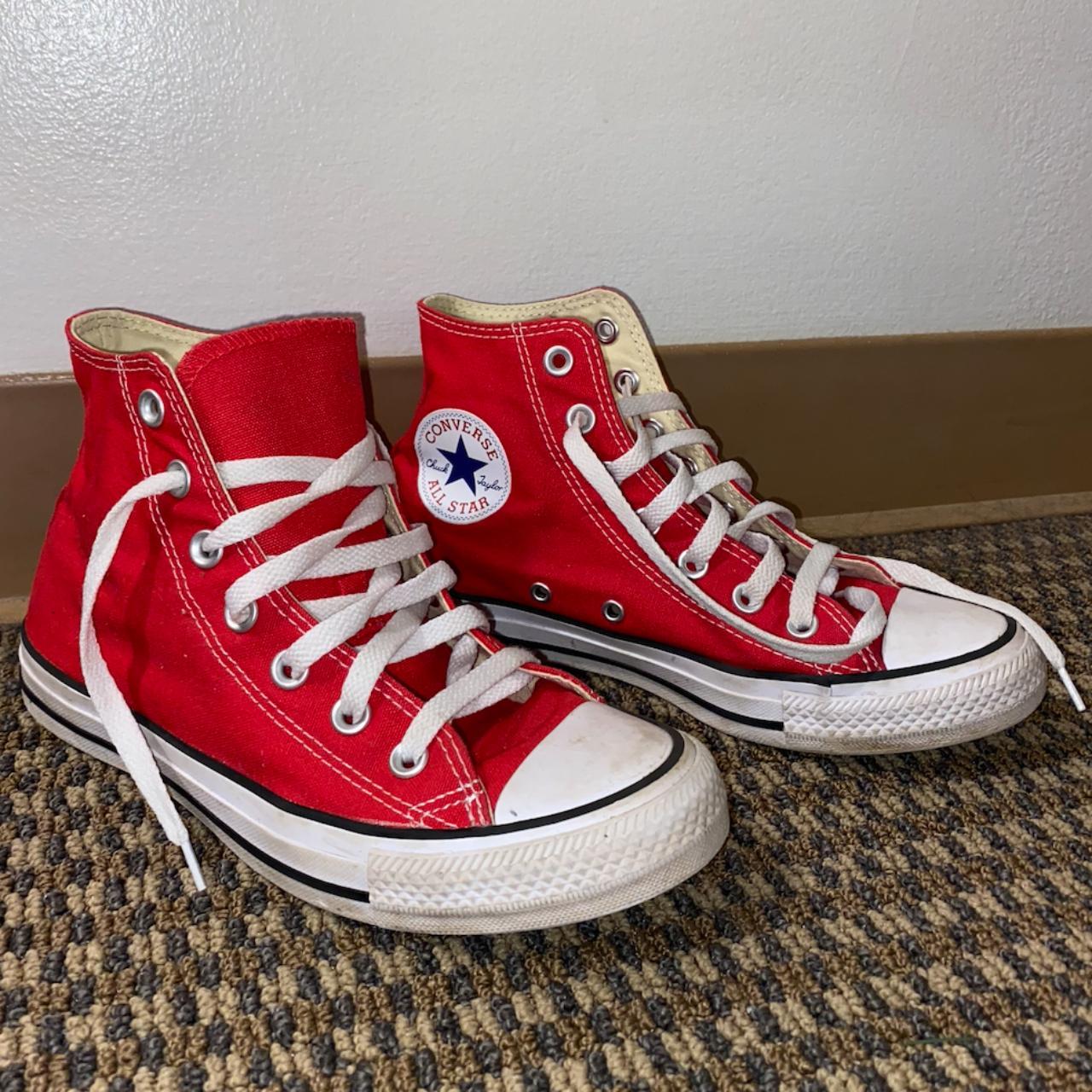 Chuck Taylor All Star Red Converse ⭐️ Size 7 Womens,... - Depop