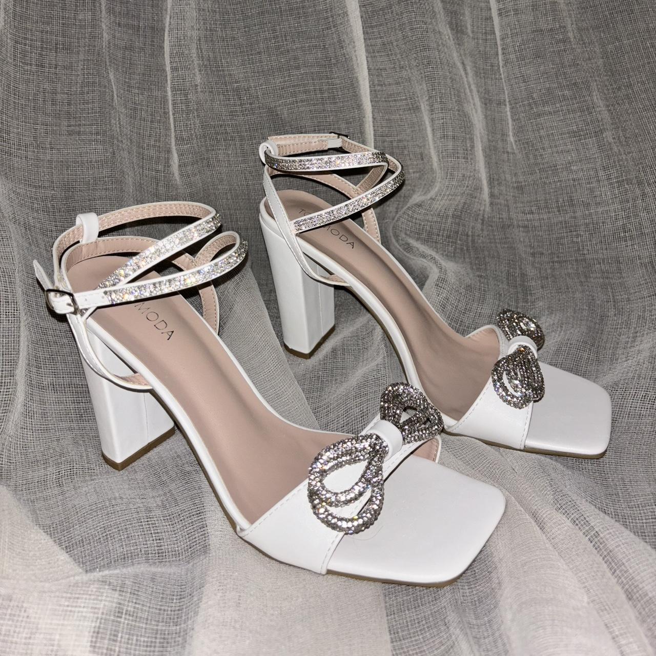 white chunky heels open toe