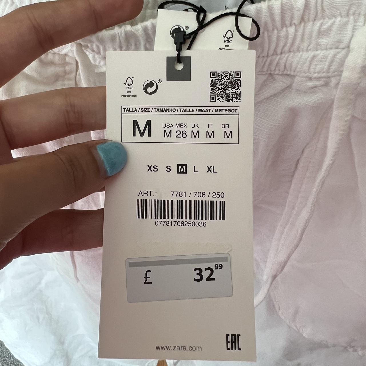 white linen trousers from zara brand new with tags... - Depop