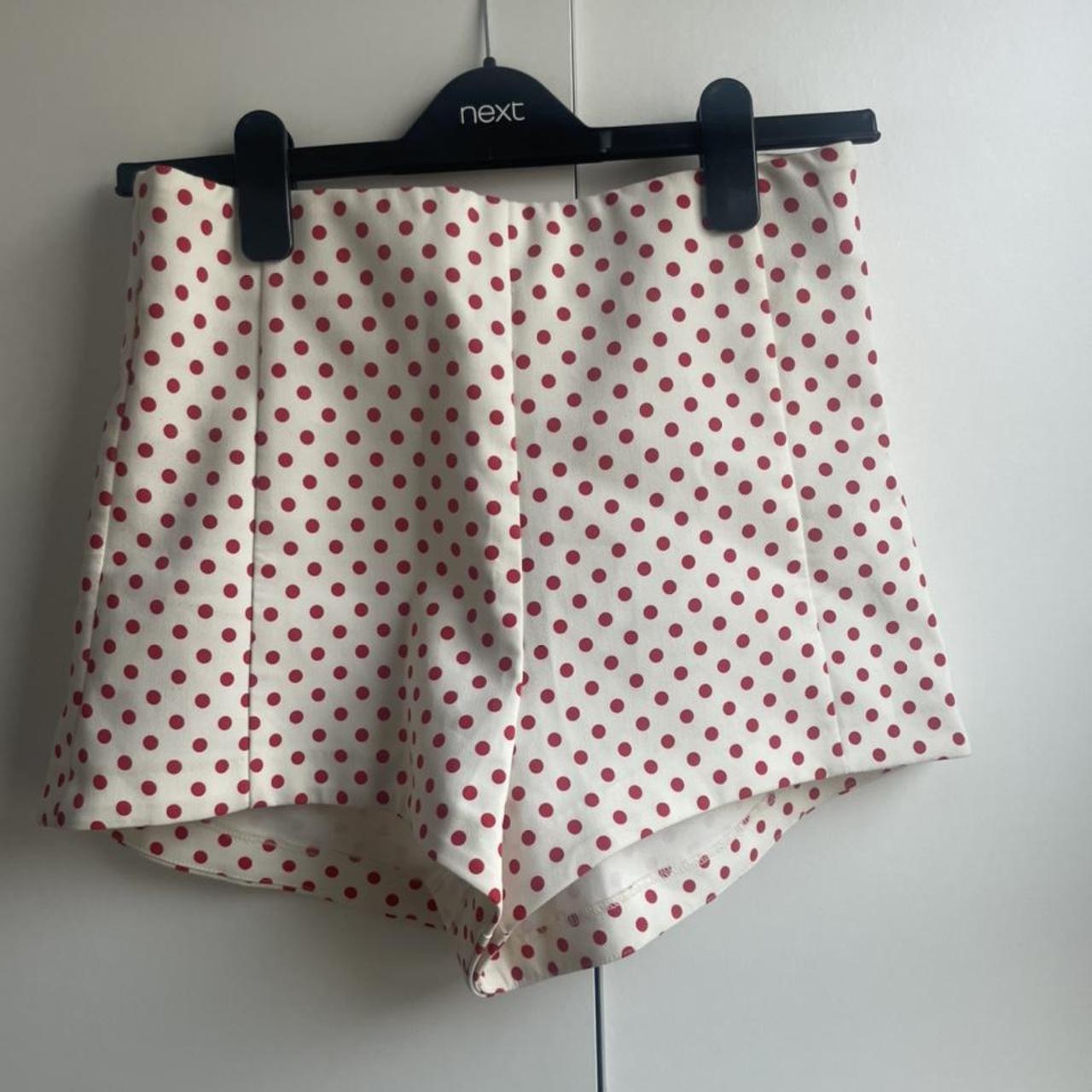 Zara red and white polka dot shorts. Worn once out... - Depop