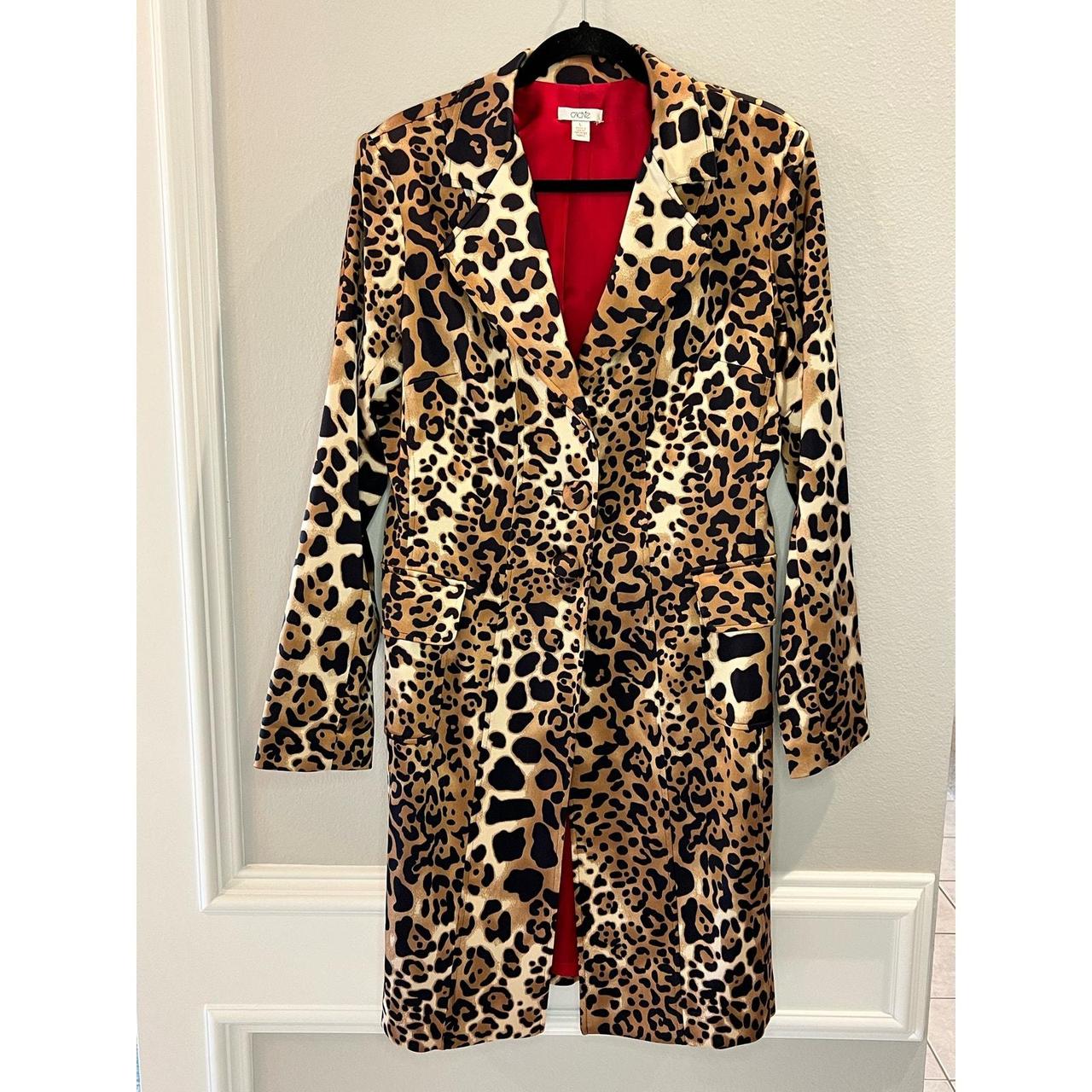 Cache Congo Cheetah Long Coat Jacket with RED Lining. Depop