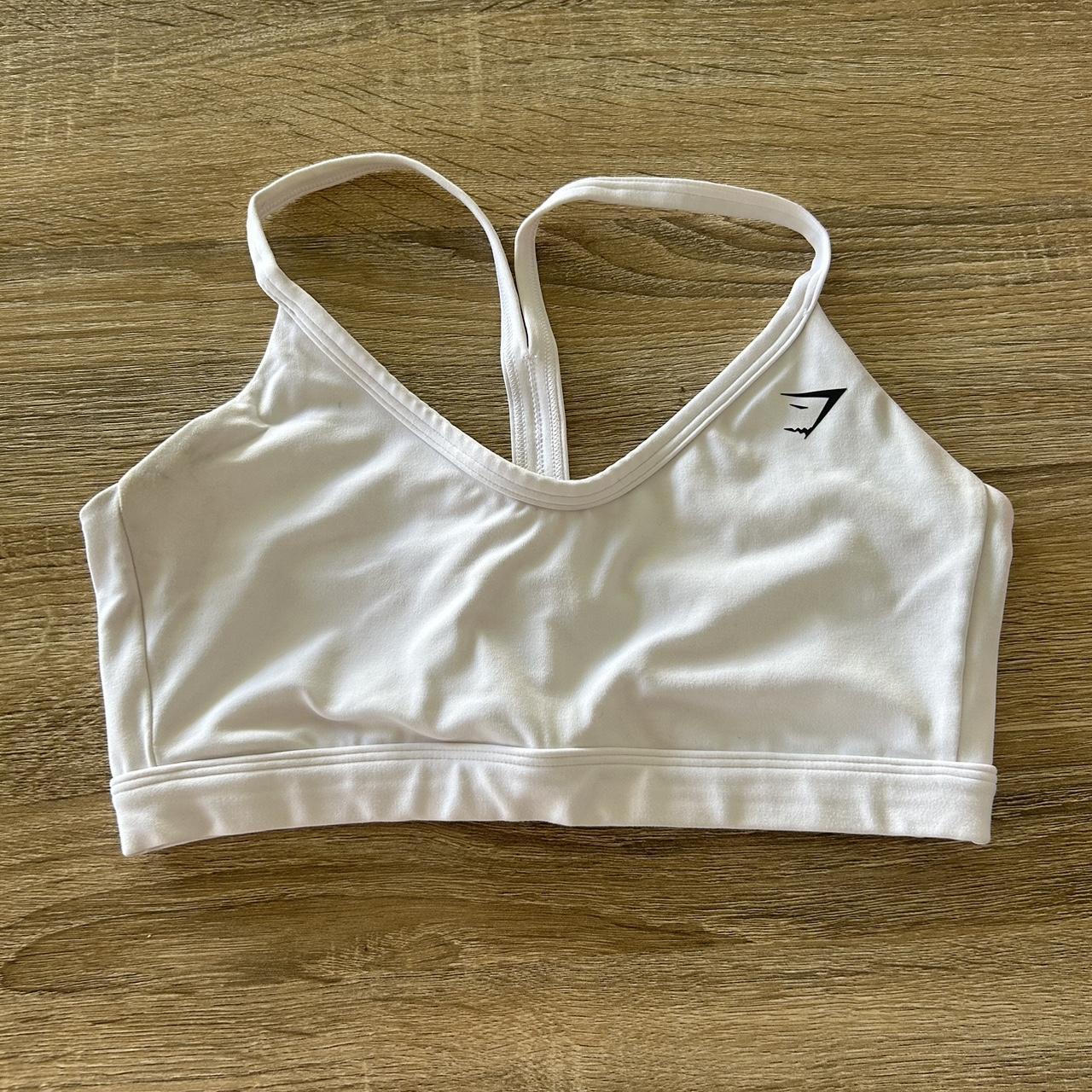 gymshark white sports bra size xs bit of... Depop