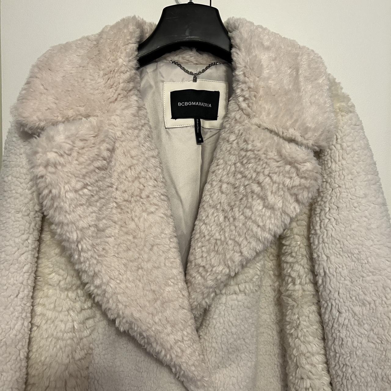 Cream BCBG faux Sherpa long coat! Cosy and cuddly... - Depop