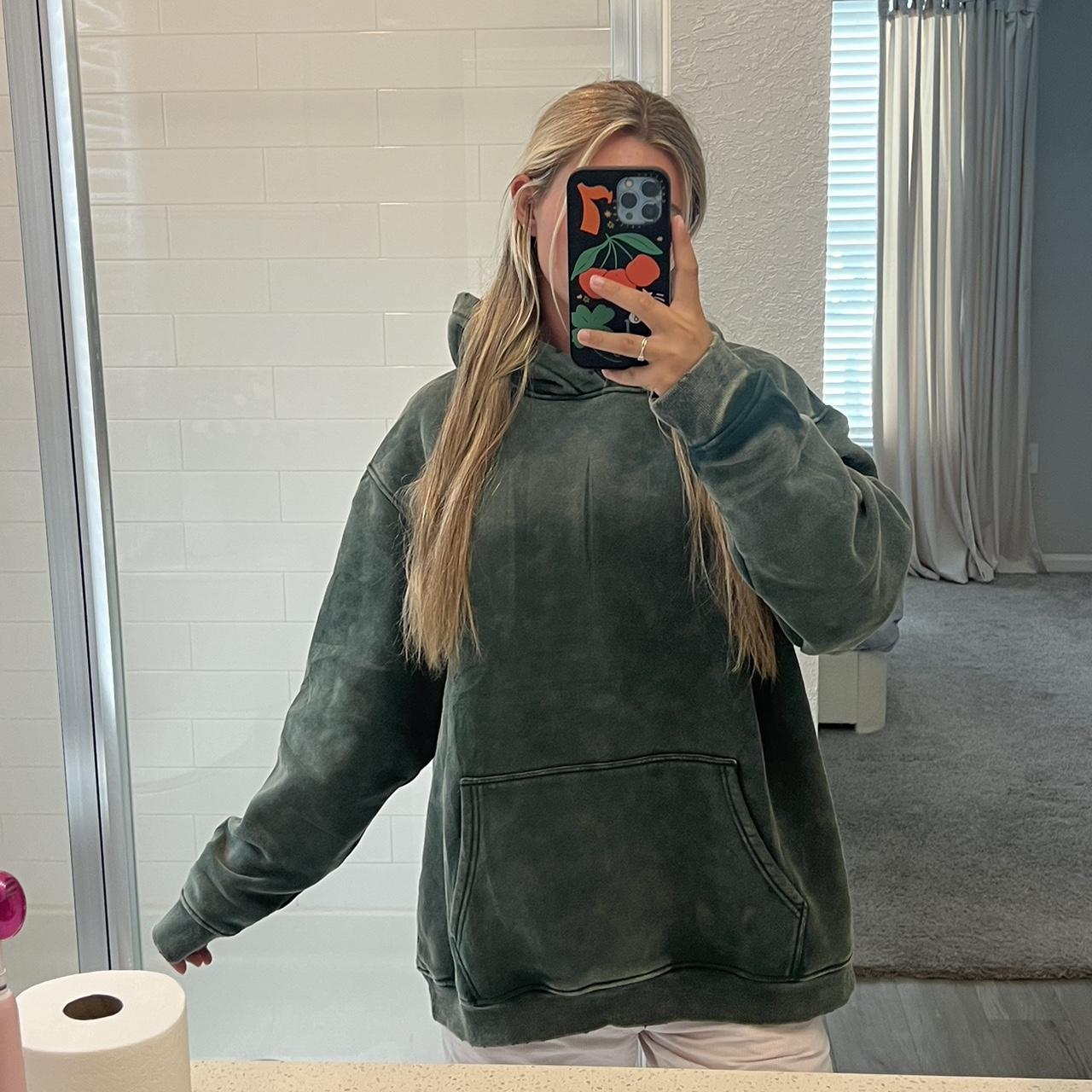Green Oversized Hoodie - side XL but haven’t washed... - Depop