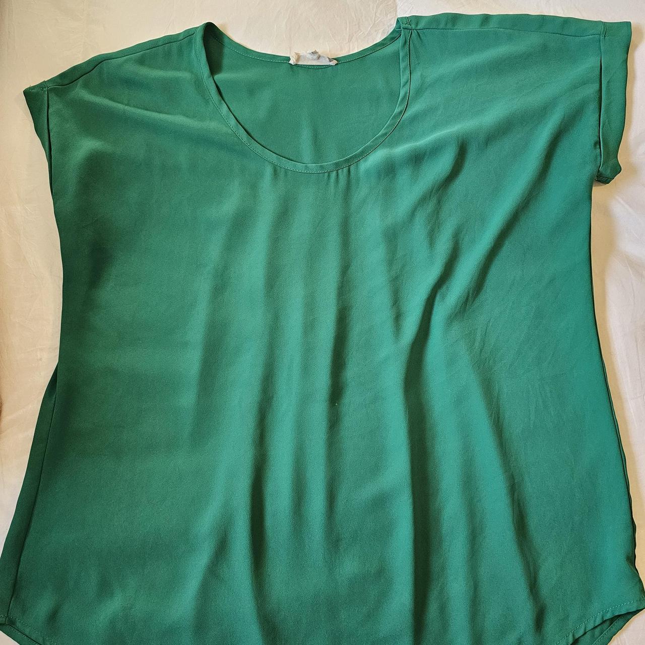 Emerald Green Shirt/Blouse. Cuffed Sleeves. Pleated... - Depop