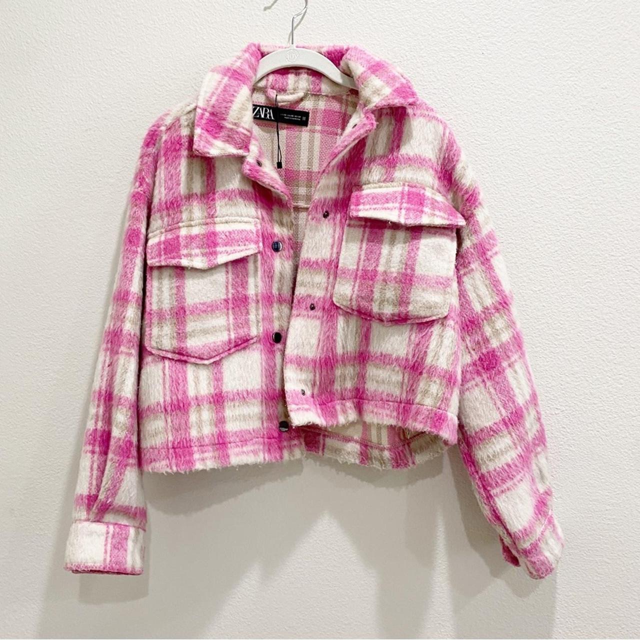 Zara Cropped Pink Plaid Thick Shacket