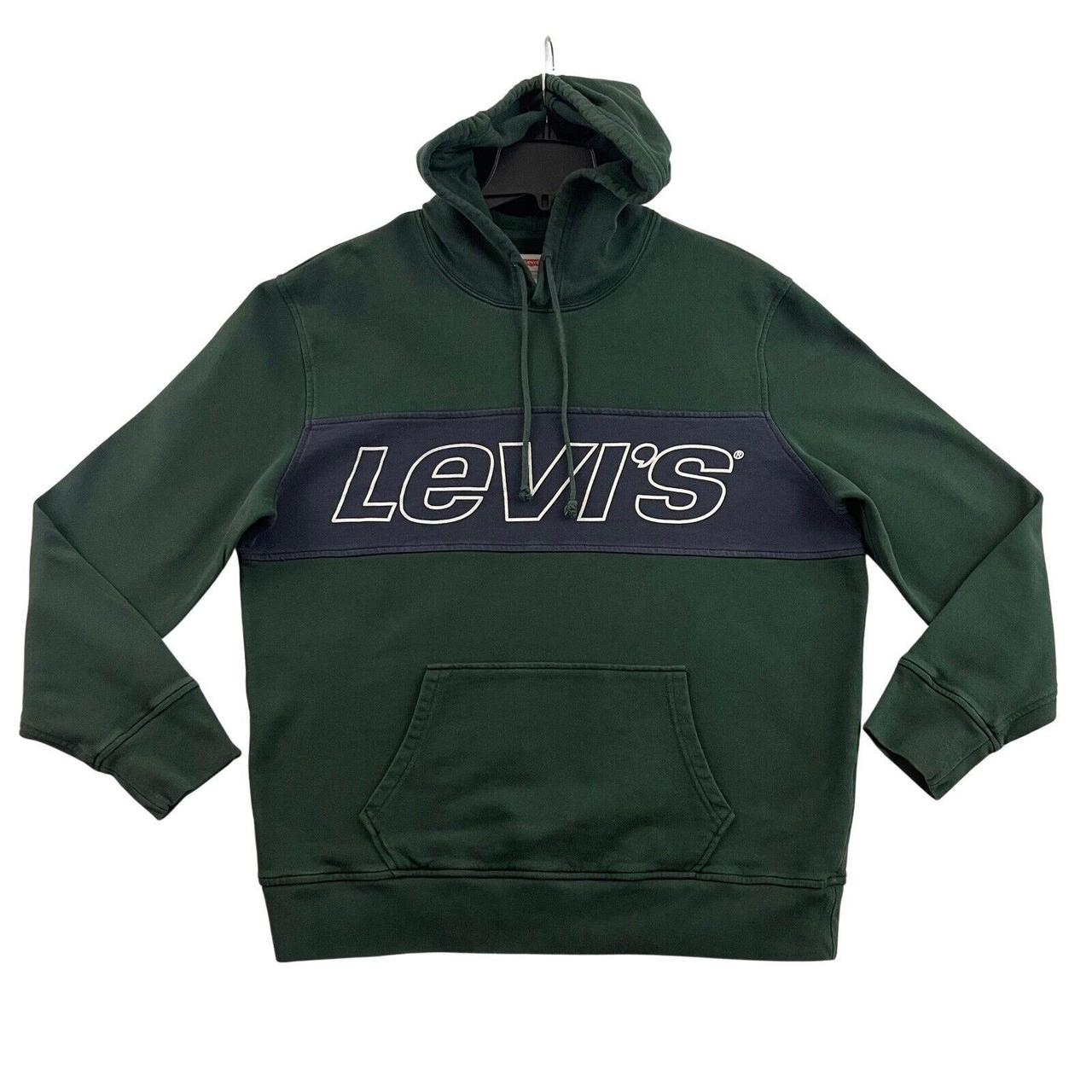 Levis Hoodie Mens Large Green Pullover Color Block