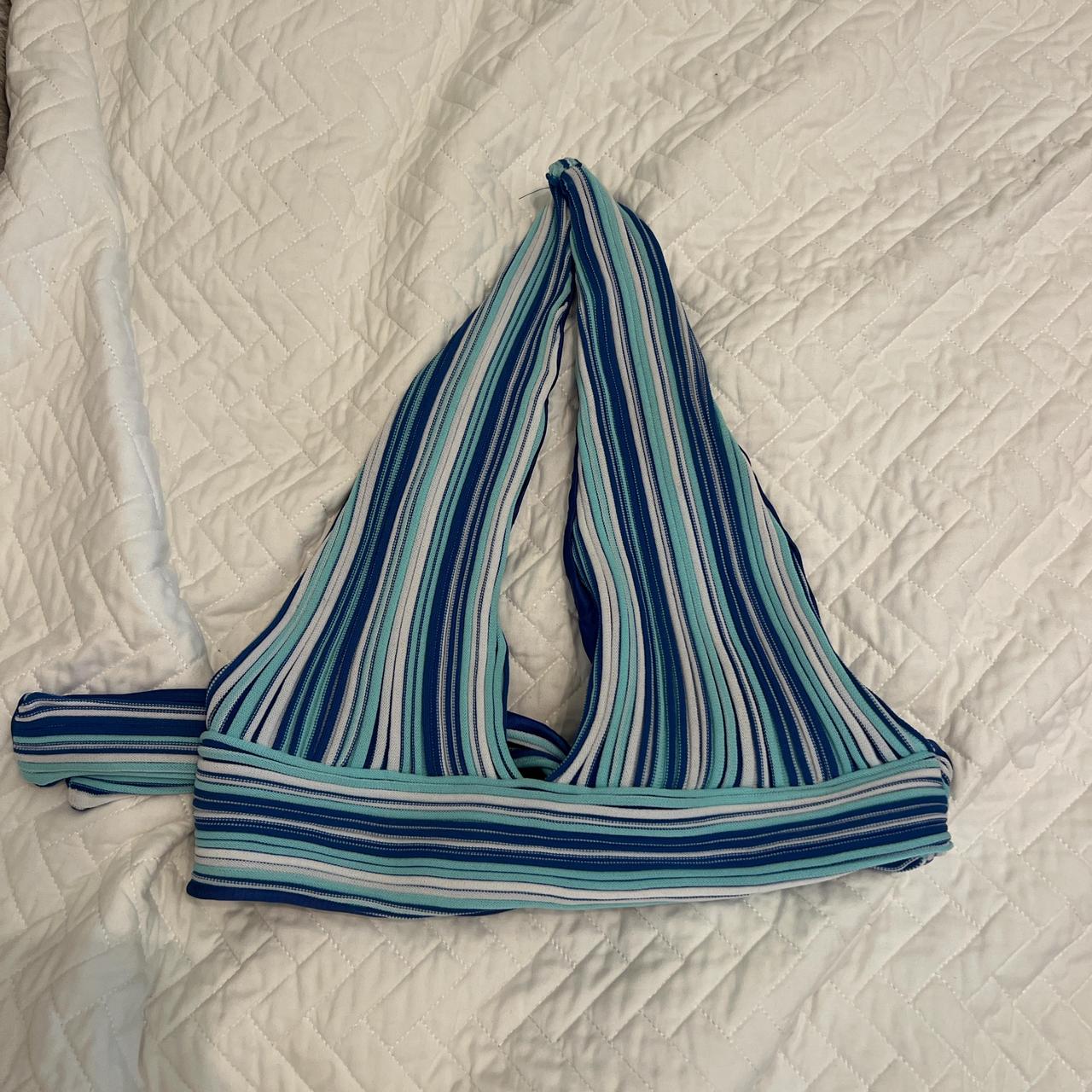 Beginning boutique bra top! Blue stripes. AU size... - Depop