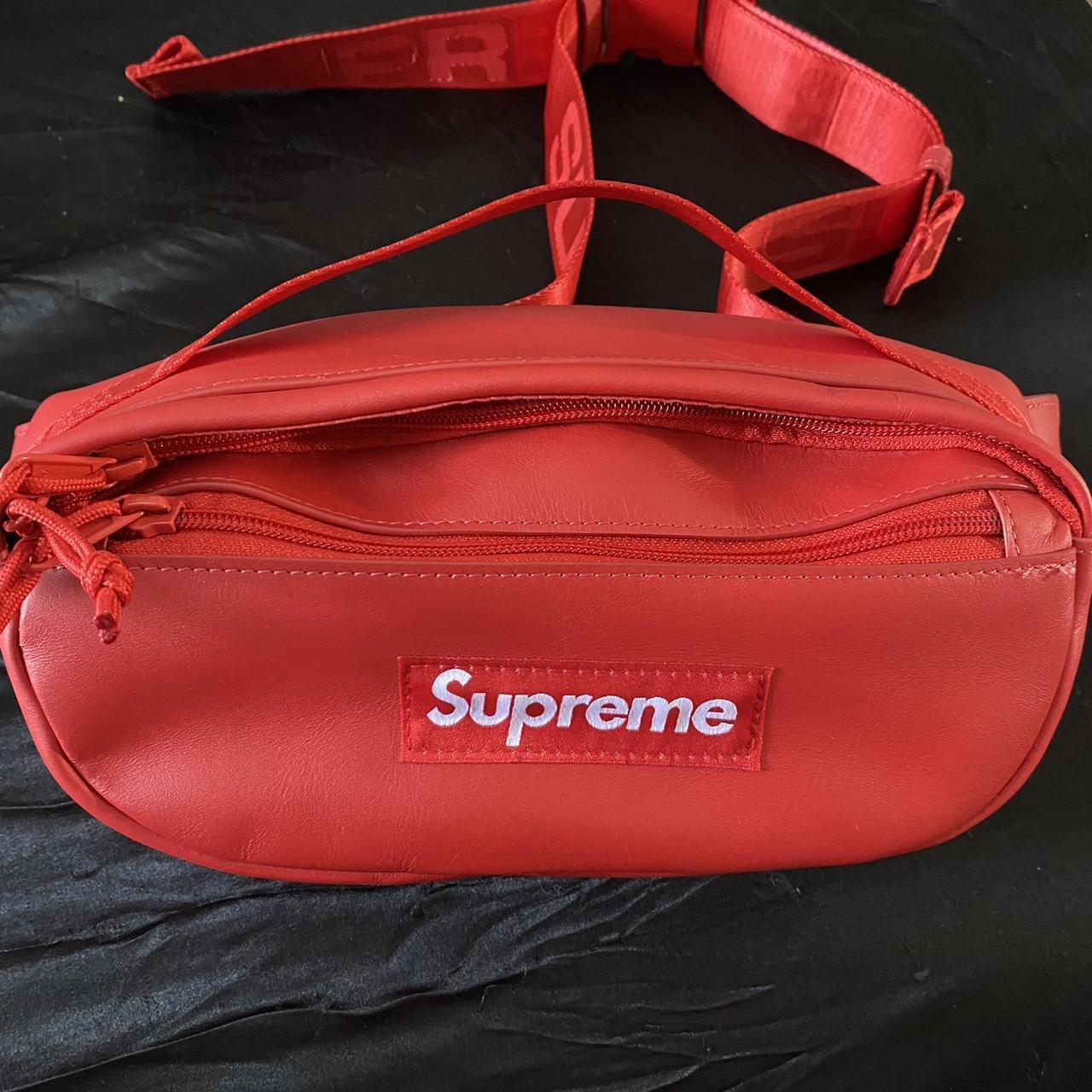 Supreme Leather Waist Bag Red