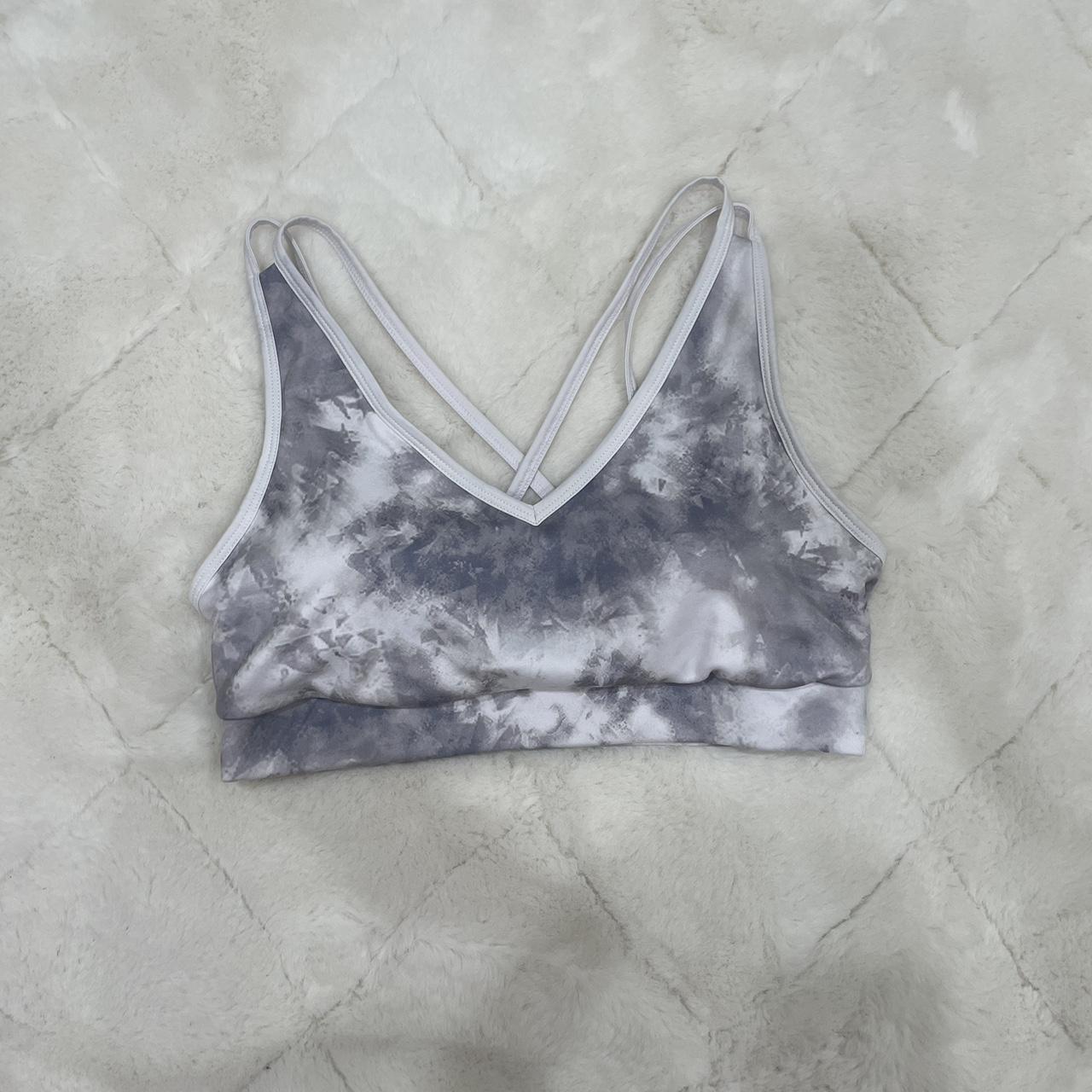 Grey White Sports Bra Size M, -Measurements shown in