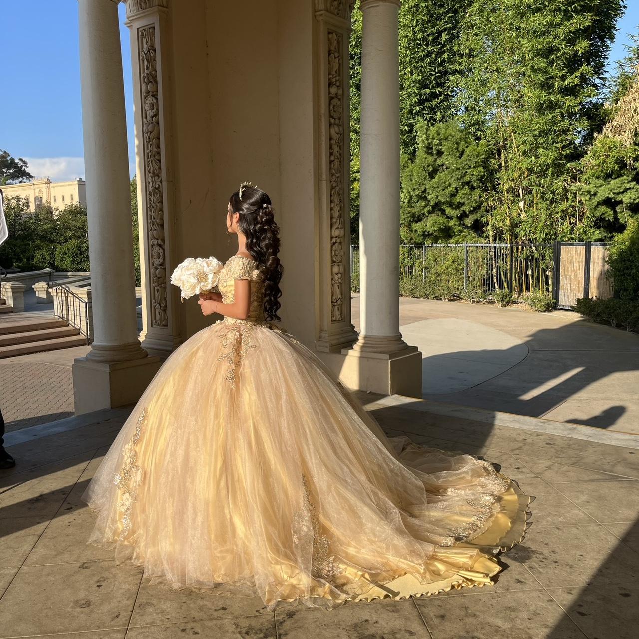 Gold and champagne color quince dress Made in a