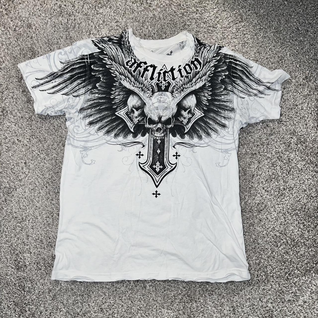 Insane ‼️GRAIL‼️ Affliction Demon Eyes White T-Shirt... - Depop