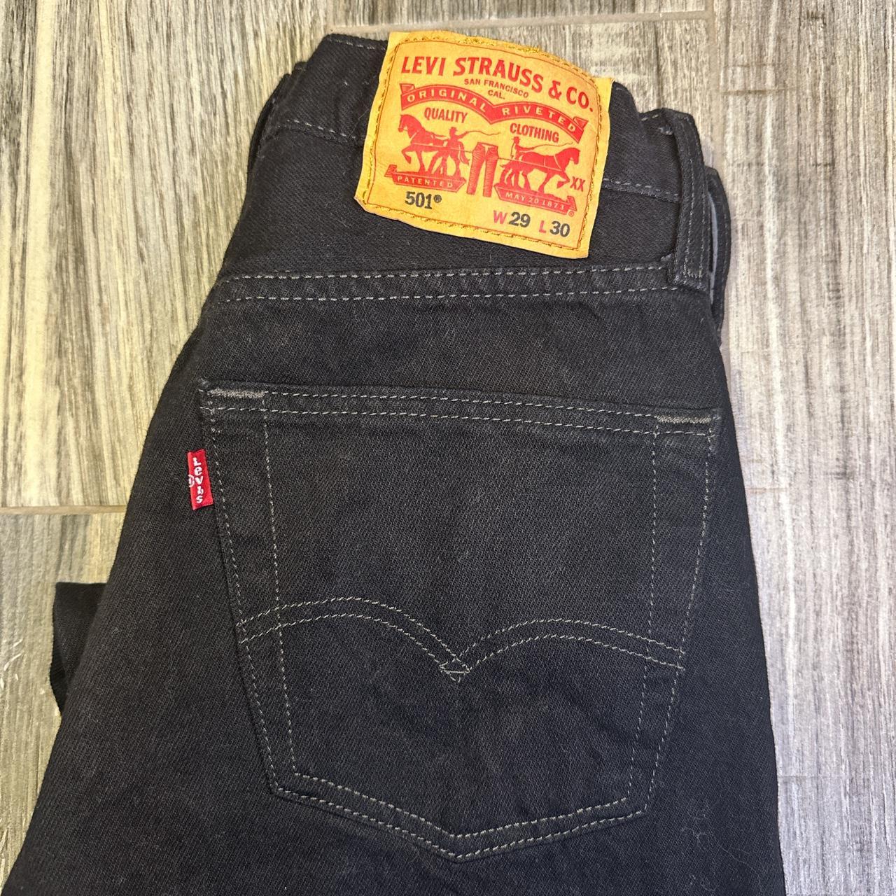 501 Levi’s. Black tag reads W29, L30. Good... - Depop