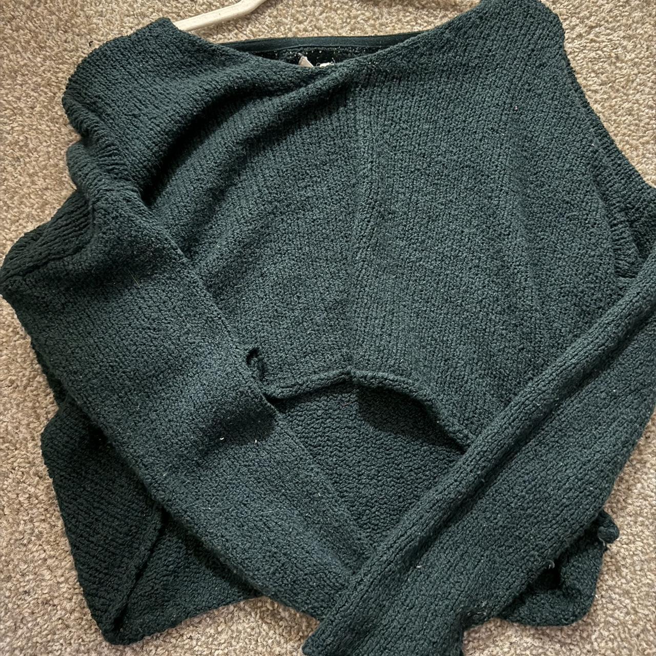 green cropped women’s sweater - Depop