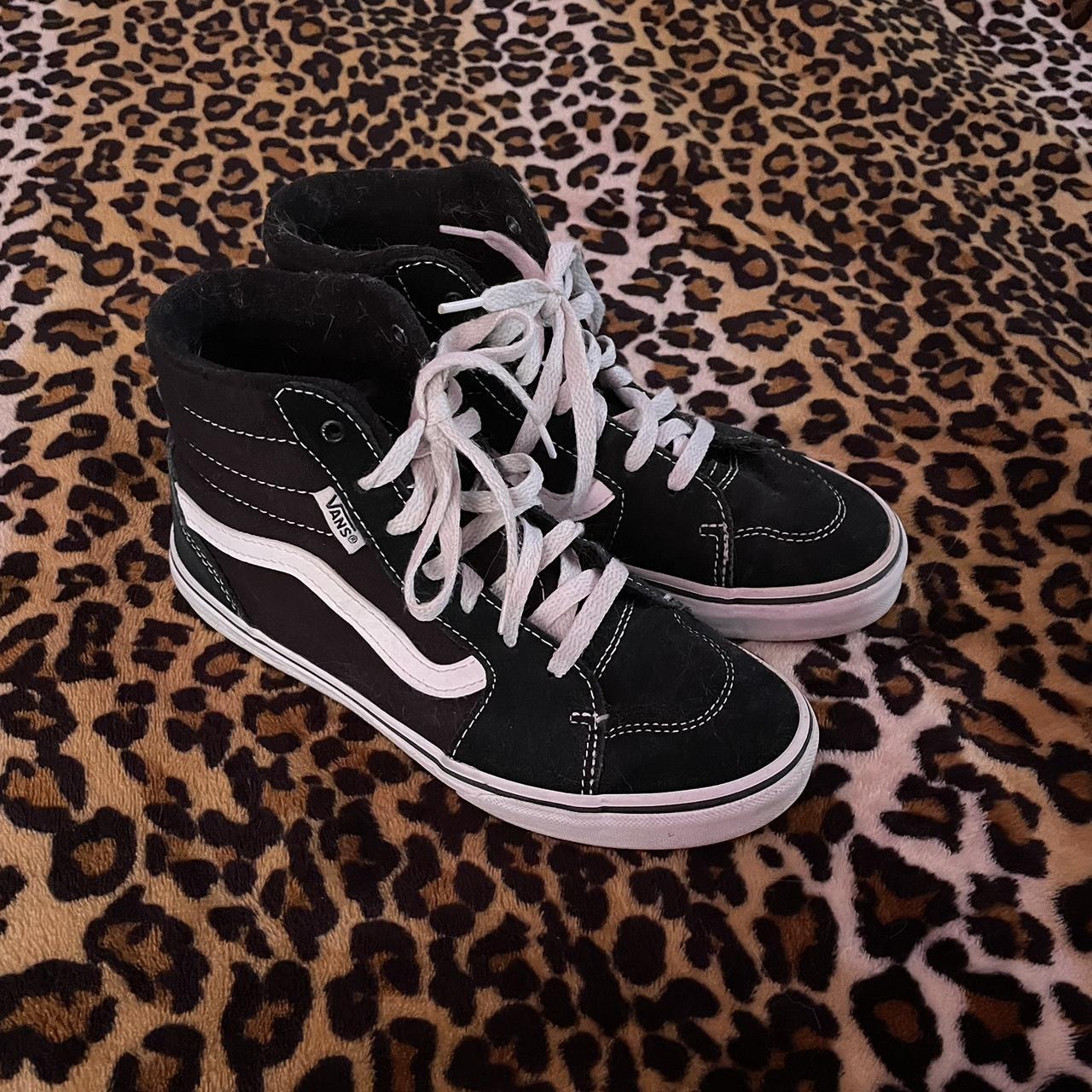 high top black vans lightly used size 4 men s kids Depop