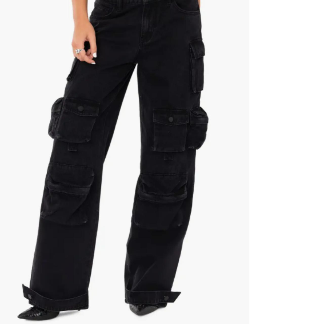edikted black cargo jeans $97.60 on website - Depop