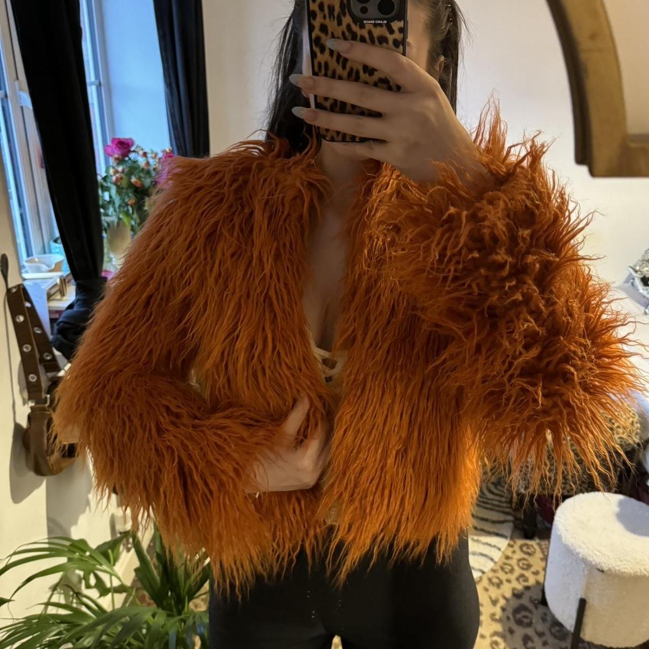 vintage orange shaggy fur coat #coat #fur... - Depop