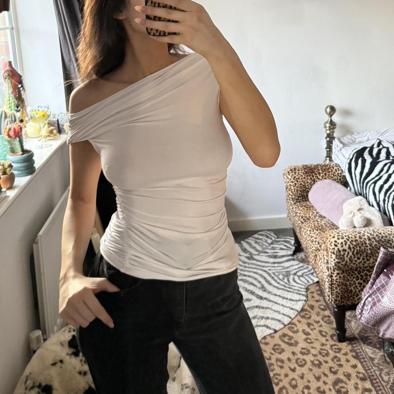 Asymmetrical off the shoulder top #asymmetrical... - Depop