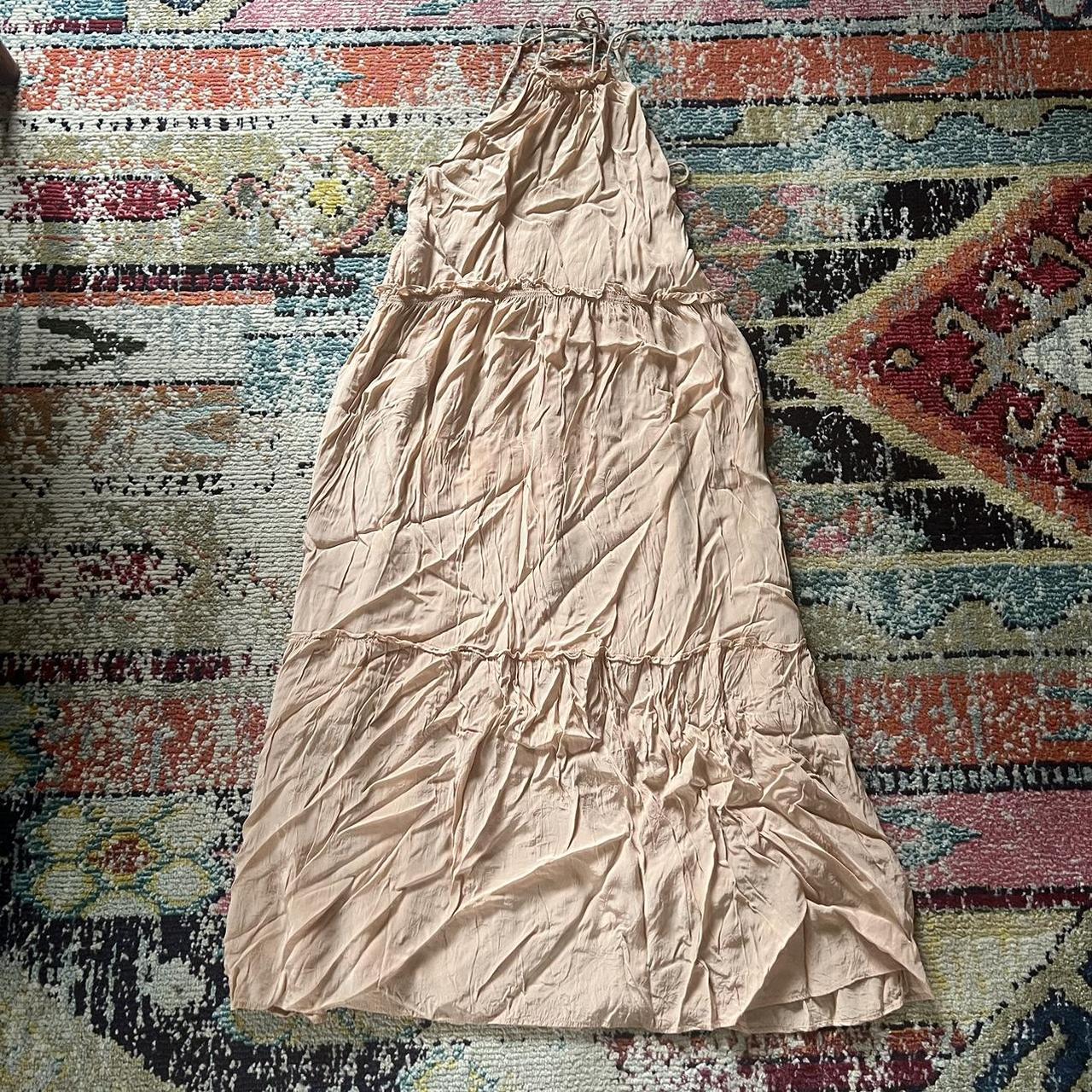 Zara Peach Halter Neck Low Back Ruffled Fit Depop