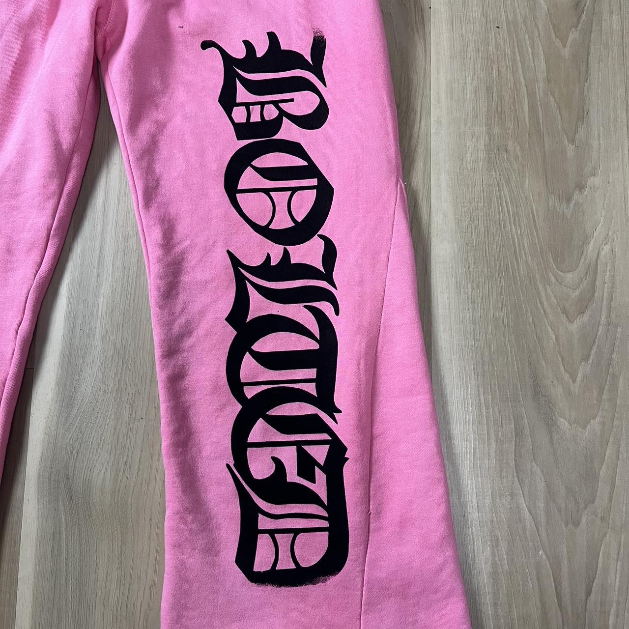 Bolted 1/1 Flared Pink Gothic Sweats Size... - Depop