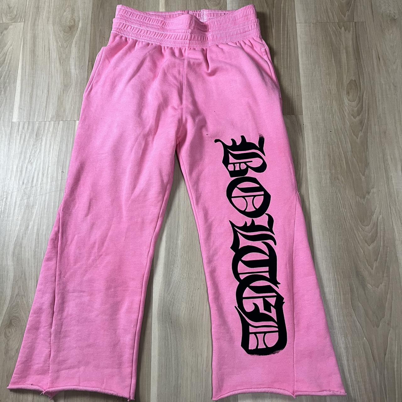 Bolted 1/1 Flared Pink Gothic Sweats Size... - Depop