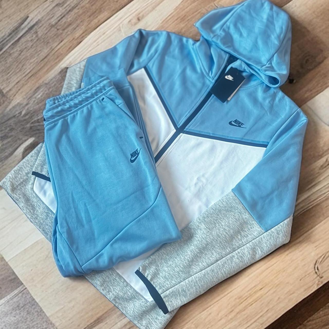 nike tech fleece stone blue hoodie