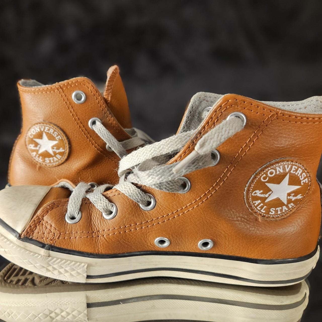 Brown leather converse for kids online