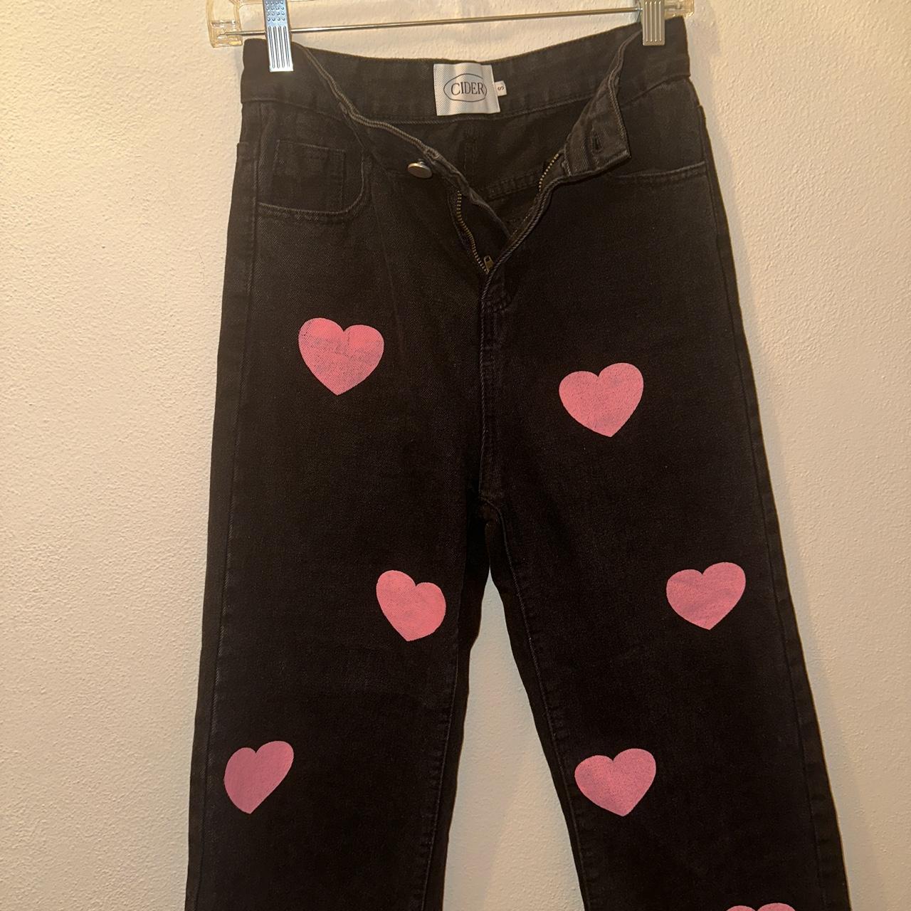 Cider Women's Wide leg Printed Jeans Black/Pink S – CIDER