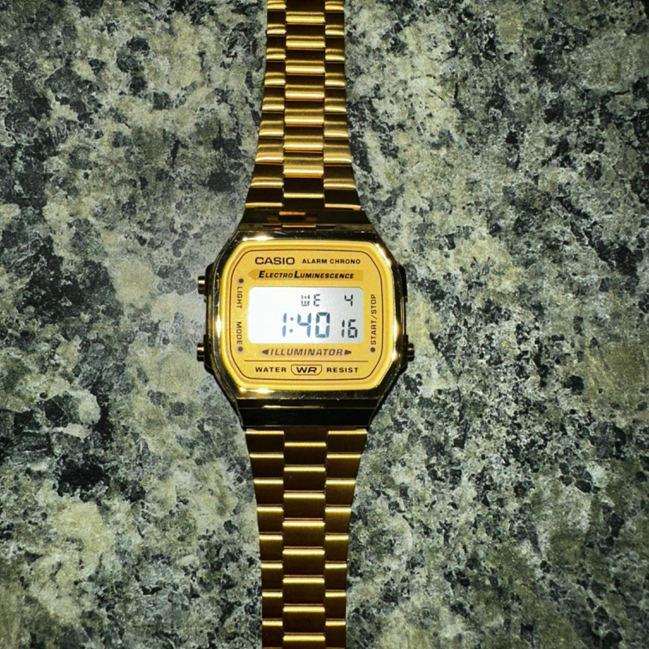 Vintage Digital Gold Casio Watch. Electroluminescent... - Depop